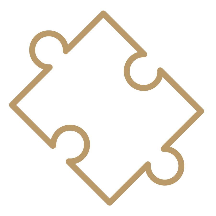 Gold icon of a puzzle piece.