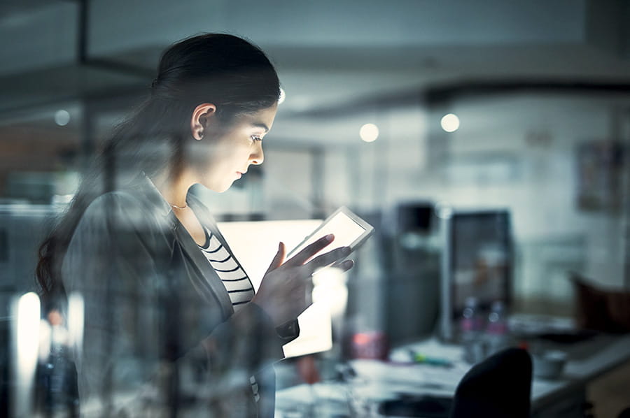 A woman on a cellular device