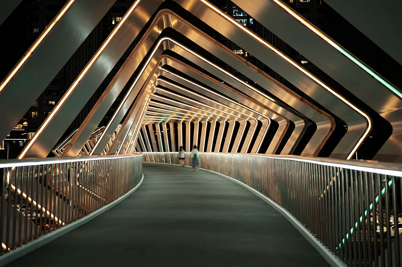 Inside of a building with a walkway